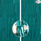 PartyWoo Foil Curtain 2 pcs, 3.3x6.6 ft Metallic Peacock Blue Tinsel Curtains, Backdrop Curtain, Foil Fringe Curtains, String Curtain, Birthday Decorations, Party Backdrop, Wedding Backdrop