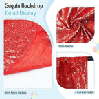 SquarePie Sequin Backdrop Curtain Not See Through Thick Glitter Background for Party 8FT x 10FT Red