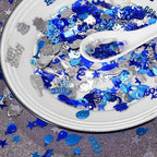 VHUWE Happy Birthday Confetti, 1.6 oz Dark Blue Light Blue Silver Cake Balloon Star Goblet Bottle Glitter Confetti for Boys Girls Kids Women Men Happy Birthday Party Table Decorations Supplies