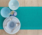 Solino Home Linen Hemstitch Table Runner 36 Inches - 100% Pure Linen Teal Table Runner 14 x 36 Inch Ideal for Dresser and Coffee Tables - Fall, Autumn, Thanksgiving, Christmas - Classic Hemstitch