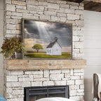 Wooden Barn Landscape Artwork Painting - Rustic Handcrafted Framed Countryside Picture Wall Art for Home Wall Decor