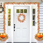 4 Pack Artificial Fall Flowers Garland, 6 FT Fall Decorations Fake Mums Floral Vines UV Resistant Faux Hanging Flower Ivy Garland for Home Party Table Wall Decor (Orange + Autumn Yellow)