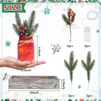 Christmas Mason Jars, Christmas Centerpiece Table Settings, Wood Tray with 3 Painted Jars, Dining Coffee Table Centerpiece, For Kitchen, Living Room, Colorful Mason Jar Decor with Flowers