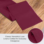 Ruvanti Linen Table Runner 72 Inches, Classic Hemstitch, Washable, Reusable, Non-Slipping, Stain Resistant- Perfect for Parties, Weddings, Dinners, Thanksgiving, Christmas, Indoor use – Burgundy
