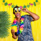 BRAVESHINE Foil Fringe Curtain Backdrop - 2 Pack Yellow Tinsel Photo Booth Backdrop Party Streamers for Easter, Birthdays, Christmas, Lemon, Pineapples, Kids' Party Decorations