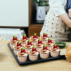 Foil Cupcake Liners with Lids 100Pack,Free-Air 3.5Oz Mini Muffin Liners Cupcake Baking Cups,Disposable Muffin Tins Cupcake Wrappers for Wedding Birthday Party, with Spoons-Champagne