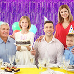 10 Pack Purple Foil Curtain Backdrop 3.2ft x 9.8ft Black Metallic Tinsel Foil Fringe Curtains Streamer Photo Booth Backdrop for Birthday Party Engagement Bachelorette Party Decorations (Purple)