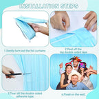 Macaron Light Blue Tinsel Backdrop Foil Fringe Curtains, 2Pack Fringe Backdrop for Birthday Door Decorations, Wedding Baby Shower, Party Supplies for Bachelorette, Graduation, Christmas, Disco Decor