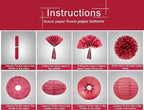 Red White Blue Party Decorations - 15Pcs Tissue Paper Flowers Pom Poms Paper Lanterns Birthday National Day American theme Hanging Decor