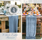 Velvet Table Runner 20 x 120 Inches 10ft Luxurious Thick Soft Velvet Christmas Thanksgiving Wedding Reception Table Runner for Party Reception Decorations(Dusty Blue, 6 Pack)
