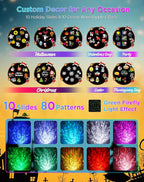 Halloween Christmas Projector Lights Outdoor, 8 Brighter HD Holiday Patterns with Firefly & Ocean Wave Effects, 10 Slides, Waterproof Snowflake Projector with Timer for House Garden Yard Xmas New Year