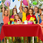 QZYL 4 PCS Picnic Table Cover, 54 x 108 in Rectangle Tablecloth, Red Table Cloth Indoor Outdoor for Baptism Decorations, Waterproof Plastic Tablecloth for Birthday, Wedding and Anniversary