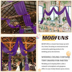MODFUNS Ceiling Drapes for Weddings Purple Chiffon Sheer Ceiling Curtain 4 Panels 5FTx20FT Wedding Arch Draping Fabric Chiffon Backdrop Curtains Tulle Arbor Drapery Party Stage Ceremony Ceiling Sheer