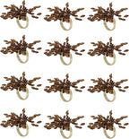Napkin Rings Set of 6 for Dining Table Decoration Parties Everyday Metal Napkin Holder Leaf Coffee (Pack of 6)