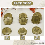 Wax Seal Stickers (60 Pcs, 3 Designs in 1 Pack) Premium Envelope Seal Stickers for Wedding Invitation Envelopes, Adhesive Wax Seals, Perfect for Seating Chart, Gift Wrapping