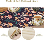 Mushroom Table Runner,Retro Forest Plant Table Cloth Farmhouse Kitchen Dining Table Decoration for Home Party Decor 13x72 Inch