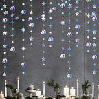 Iridescent 40th Birthday Decorations Number 40 Circle Dot Twinkle Star Garland Metallic Hanging Streamer Bunting Banner Backdrop for Women Mens 40 Year Old Birthday Forty Anniversary Party Supplies