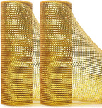 Ribbli 2 Rolls Gold Metallic Mesh Ribbon Gold Deluxe Foil Christmas Ribbon for Christmas Tree Wreath Swags Wedding Garland 10 inch x 30 feet(10Yard) Per Roll