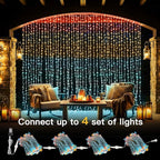 suddus Curtain Lights, 300 Led 9.8 * 9.8ft Sunset Curtain Fairy Lights, Hanging Lights for Bedroom, Backdrop, Room Decor, Wall, Window, Party, Tapestry, Multicolor