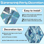 6Pack 29 x108 Inch Light Blue Wave Foil Fringe Table Skirts Metallic Banner for Tinsel Streamer Garland Backdrop for Parade Floats, Mother's Day, Easter, Graduate, Birthday, Wedding Party Decoration