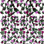 8Pcs 63Ft Purple Rose Garland, Fake Rose Hanging Flowers, Artificial Flower Vine, Hanging Floral Vine Garland for Wedding, Birthday Party, Wall Arch, Halloween, Christmas Garden Backdrop Decor