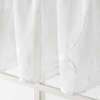 VISIONTEX White Sheer Voile Curtains, Decorative Leaves Embroidery Faux Linen Rod Pocket Window Drapes for Home Kitchen, Living Room and Bedroom 26 x 36 Inch, Set of 2 Curtain Panels