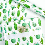 WRAPAHOLIC Reversible Cactus Wrapping Paper - Mini Roll - 17 Inch X 33 Feet - Watercolor Green Cactus Hawaii Wrapping Paper for Birthday, Wedding, Bridal Shower, Baby Shower