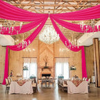 DUOBAO Elegant 20ft Hot Pink Chiffon Wedding Curtains - 6 Panels Sheer Drapes for Stage, Tent, and Photo Backdrops