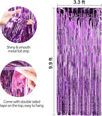 Crosize 2 Pack 3.3 x 9.9 ft Purple Foil Fringe Backdrop Curtain, Streamer Backdrop Curtains, Streamers Birthday Party Decorations, Tinsel Curtain for Parties, Galentines Decor, Preppy, Photo Booth