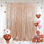 Eternal Beauty Rose Gold Sequin Backdrop, 5x7 Ft Glitter Background Curtains for Shimmer Photography Party Wedding Birthday Back Drop Decor