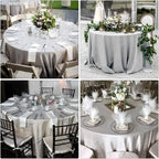 12 Pack 108 Inch Silver Satin Tablecloth - Premium Bright Silky Round Tablecloth Overlay Smooth Fabric Table Cover, Table Decoration for Wedding Party Banquet Events Restaurant Kitchen Dining