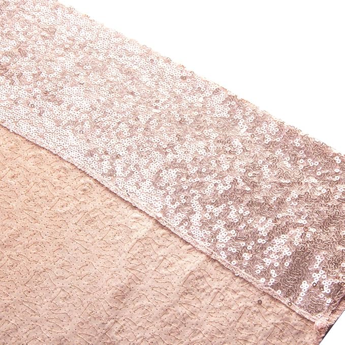 SquarePie Sequin Backdrop Not See Through Thick Background Glitter Curtain Party 7FT x 7FT Rose Gold