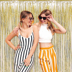 6 Pack Light Gold Foil Fringe Curtains Backdrop, 3.28 x 8.2 Ft Metallic Streamers Tinsel Curtains Background for Photo Booth, Birthday, Weddings, Carnivals, Graduation, Themed Party Decorations