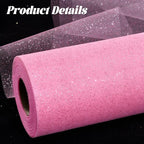 Glitter Tulle Rolls 6” by 50 Yards Sparkle Tulle Fabric Ribbon Sequin Tulle Netting Rolls for DIY Tutu Skirt Wedding Birthday Party Decoration (Pink)