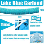 10 Pack 10 Feet Foil Fringe Garland Metallic Tinsel Streamers Banner Wall Hanging Curtain Backdrop for Parade Floats, Bachelorette, Wedding, Birthday, Halloween, Christmas Party Decorations(Lake Blue)