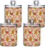 Gredecor Qtip Holder Dispenser 2 Pack Cute Gingerbread Men Snowflakes Candy Bathroom Decorative Storage Canister Holder Counter Vanity Organizer for Cotton Ball Swabs Pads Floss