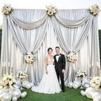 10x10 ft Silver Glitter Backdrop Curtain for Parties, Wrinkle Free Glitter Photo Backdrop Drapes 2 Panels 5x10FT Shimmer Back Drop Cloth for Wedding Birthday Stage Photography Background Decor