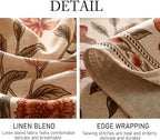ISAENNE Designer French Small Round Tablecloth,Linen Orange Floral Pattern Indoor Table Cloth,Wrinkle Resistant Decor Table Cloth for Dining Thanksgiving Kitchen Party,Diameter 55"-Alvarado D