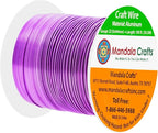 Mandala Crafts 22 Gauge Anodized Aluminum Craft Wire for Jewelry Making - 100 FT Colored Flexible Violet Wire - Bendable for Bonsai Armature Crafting Sculpting