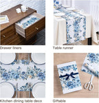 WRAPAHOLIC Kraft Floral Wrapping Paper - Mini Roll - 17 Inch x 16.5 Feet - Dusty Blue Flower and Butterfly Design for Wedding, Birthday, Bridal Shower, Tea Party, Drawer Liners, Home Closet Shelves