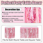 3 Pack 29x108 Inch Pink Foil Fringe Table Skirts Metallic Banner for Tinsel Streamer Garland Backdrop for Parade Floats Wedding Thanksgiving Birthday Christmas Halloween Party Decoration