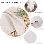 MYSKY HOME Table Cloth 60 in Round Cotton Tablecloth, Heavy Duty Linen Look Waterproof Tablecloths Farmhouse Tablecloth, Soft and Wrinkle Free Table Cover with Beige Tassels for Kitchen Dining, Party