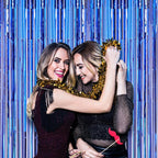 2 Pack Blue Foil Fringe Backdrop Curtains, Tinsel Streamers Birthday Party Decorations, Fringe Backdrop for Graduation, Baby Shower, Gender Reveal, Disco Party