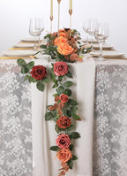 5FT Artificial Rose Flower Burgundy Fake Floral Garland for Wedding Ceremony Backdrop Arch Flowers Table Centerpieces Decorations