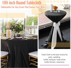 6 Pack Round Tablecloths - 108 Inch, Black Polyester Table Cover for Round Table, Stain and Wrinkle Resistant Washable Fabric Table Cloth, Polyester Tablecloth for Wedding Banquet Parties