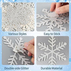 Winter Snowflake Cutouts Glitter Paper Snowflake Decorations - 100Pcs White and Silver Snow Flake Double-Side Christmas Cutouts for Holiday Winter Wonderland Bulletin Board, Frozen Party Decor