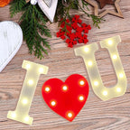 LED Marquee Letter, Light Up Letters, Decorative Led Numbers Lights, Battery Powered Light Letters I Love U Sign Lights for Wedding Proposal Decor-Warm White