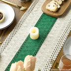 Artoid Mode Dark Green Farmhouse Rustic Table Runner, Seasonal Holiday Hollow Kitchen Dining Table Decoration for Home Party Decor 12x60 Inch