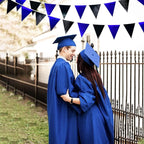 Royal Blue Black Party Decorations Navy Black Metallic Fabric Triangle Pennant Banner Flag Bunting Garland for Graduations Birthday Retirement Wedding Bachelorette Nautical Outdoor Party Supplies