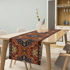 Vintage Boho Orange Table Runner, Country Rustic Farmhouse Magical Abstract Print Pattern for Home Kitchen Table Decor Dining Coffee Room Garden Party Decor 13x72in